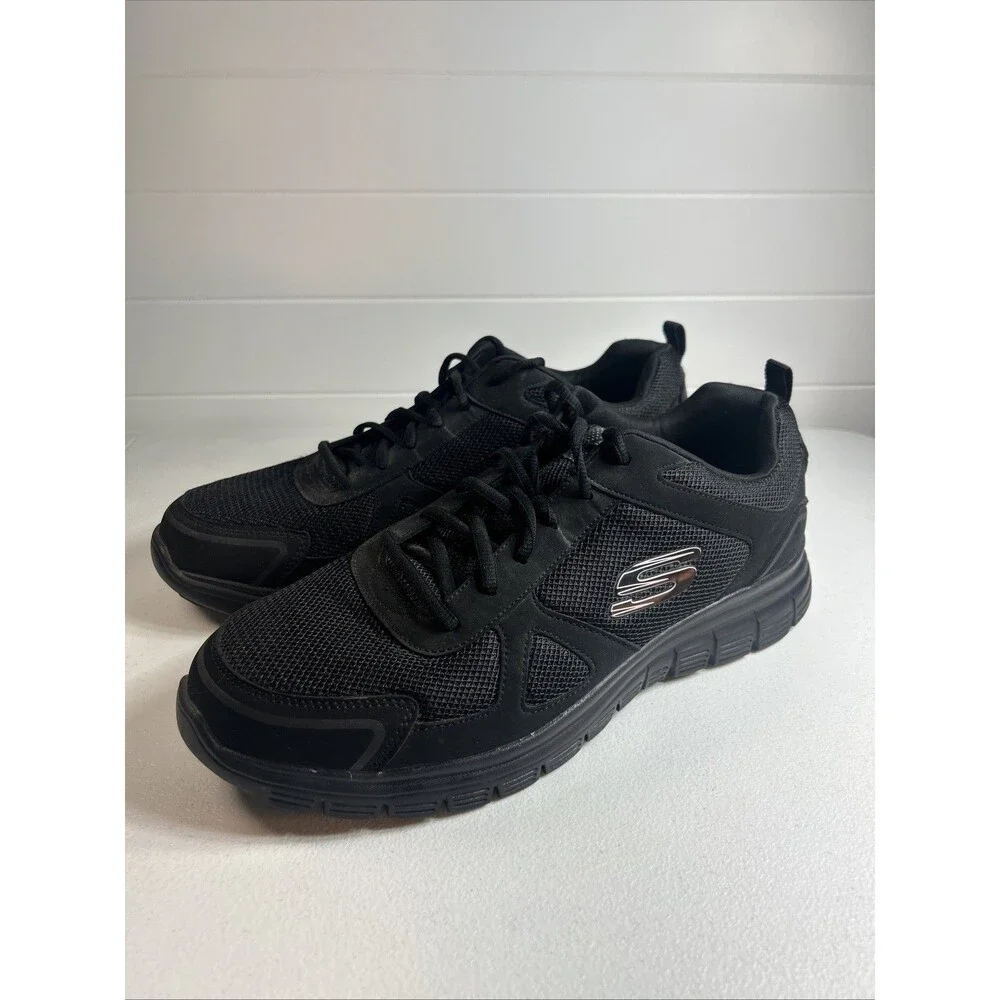 Skechers Men’s Sneakers Size 12 Wide Black MemoryFoam Black Lace Up Light